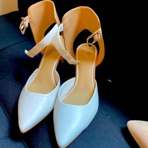 White and tan heels